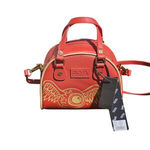 NWT Von Dutch Red & Gold Two-Tone Bowling Bag Mini Crossbody Y2K Flying Eyeball